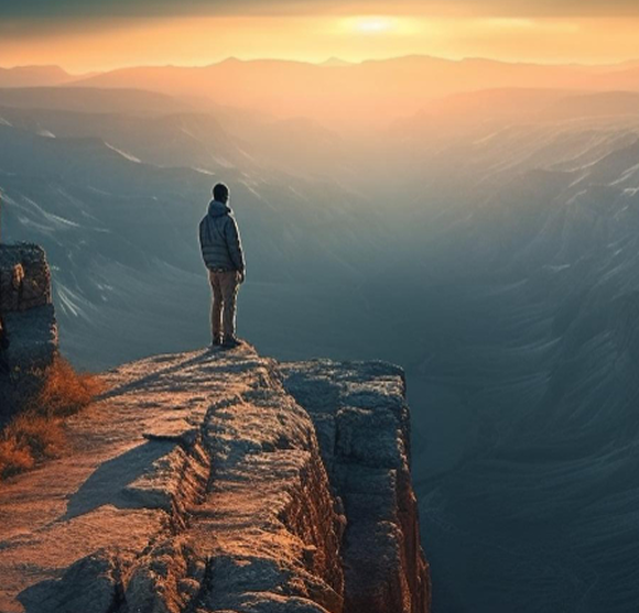 Person standing on cliff